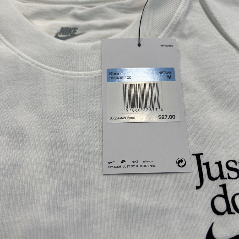 Nike Kids Just Do It T-shirt White Size Medium Back Print Nike Exclusive Promo - Picture 4 of 9